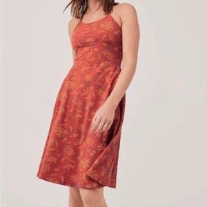 PACT WOMEN’S STAMP FLORAL FIT & FLARE MIDI DRESS ORANGE - XL
